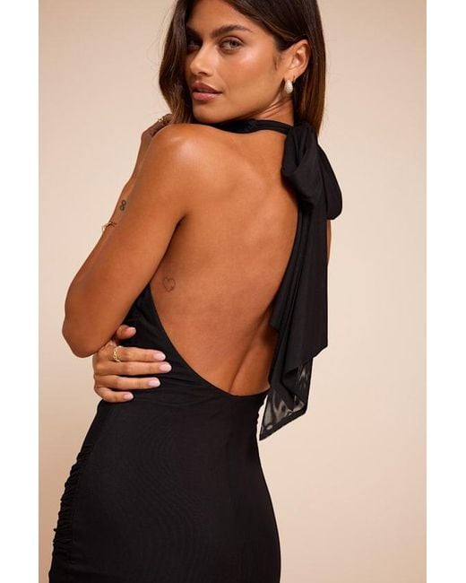 Lulus Natural Frona Mesh Backless Maxi Dress