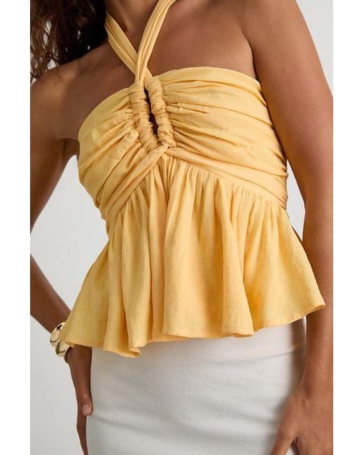 Lulus Metallic Kadri Peplum Halter Top