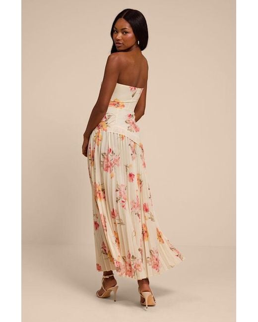Lulus Natural Novena Multi Floral Drop Waist Midi Dress