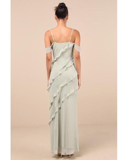 Lulus Natural Elara Ruffled Maxi Dress