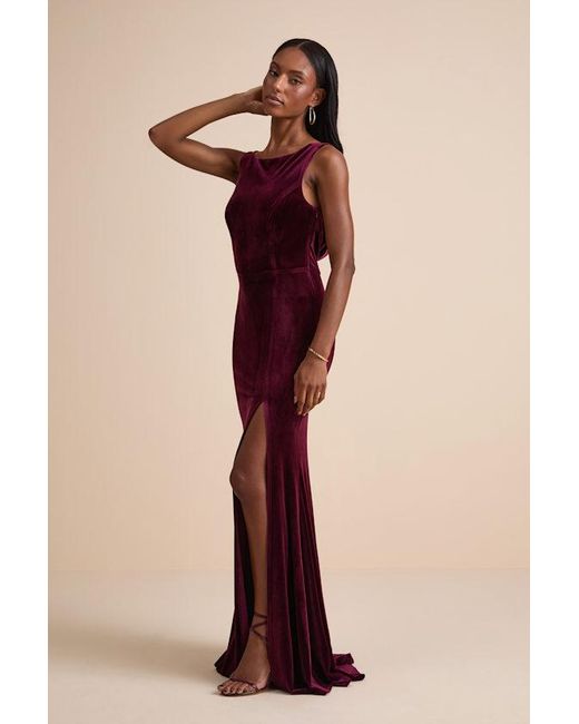Lulus Red Ravishing Poise Velvet Cowl Back Sleeveless Maxi Dress