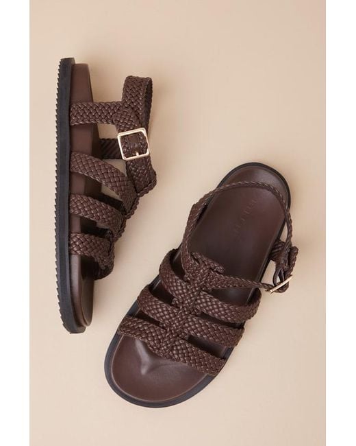 Billini Brown Toyka Chocolate Woven Buckle Sandals