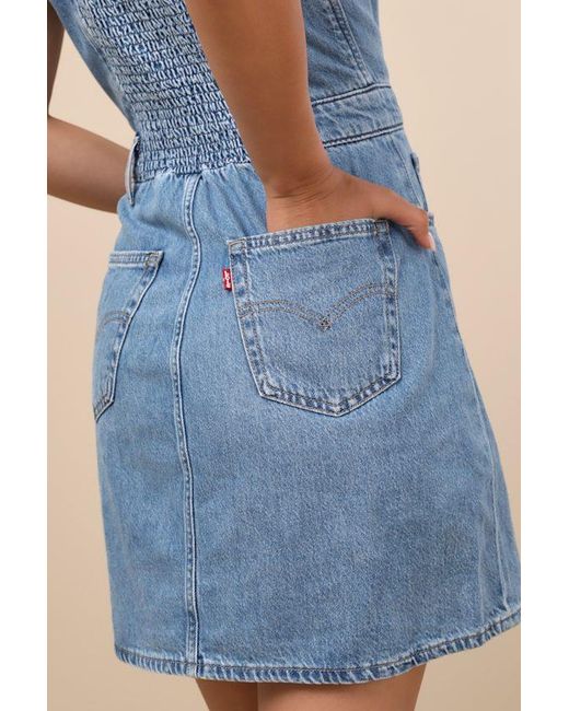 Levi's Blue Iconic Medium Wash Denim Button-Up Mini Dress