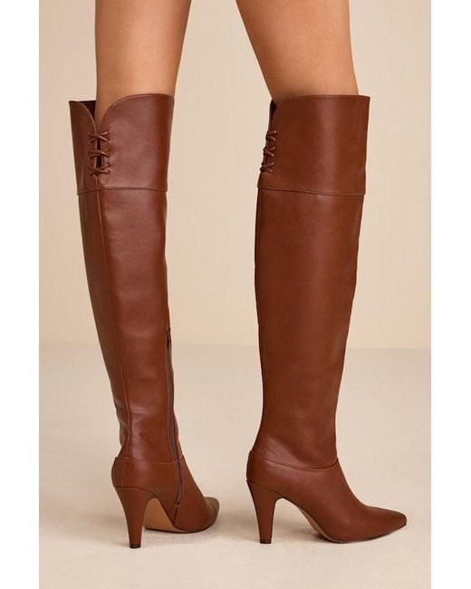 Lulus Brown Milee Pointed-Toe Over-The-Knee Boots