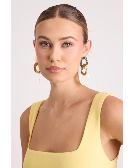 Lulus Natural Jila Hammered Linked Statement Earrings