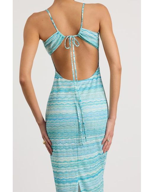Lulus Blue Alanza Multi Tie-Back Sweater Midi Dress