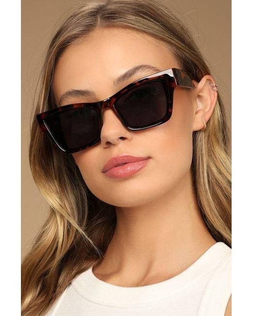 Lulus Black Modern Trends Tortoise Cat-Eye Sunglasses