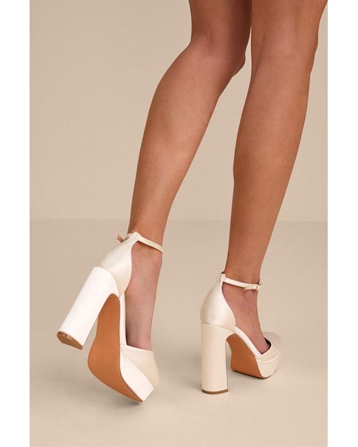 Lulus Pink Vivien Satin Ankle Strap Platform Heels