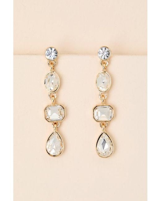 Lulus Natural Precise Radiance Rhinestone Drop Earrings