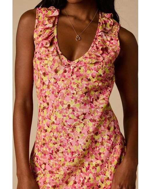 Lulus Pink Renea Multi Floral Ruffled Sleeveless Midi Dress
