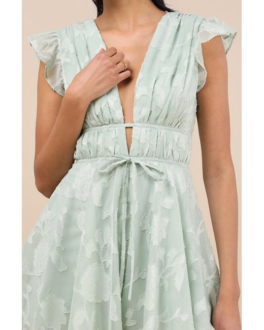 Lulus Green All About The Flowers Burnout Floral Ruffled Romper