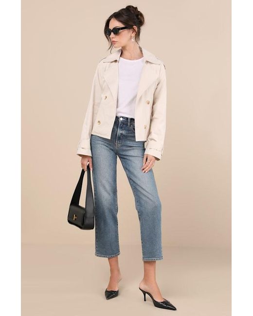 Lulus Blue Lianna Cropped Trench Coat