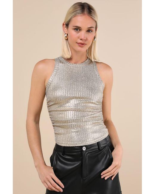 Lulus Limelight Vibes Metallic Tank Top