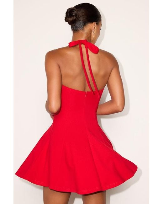 Lulus Red Cecilia Ponte Knit Halter Mini Dress