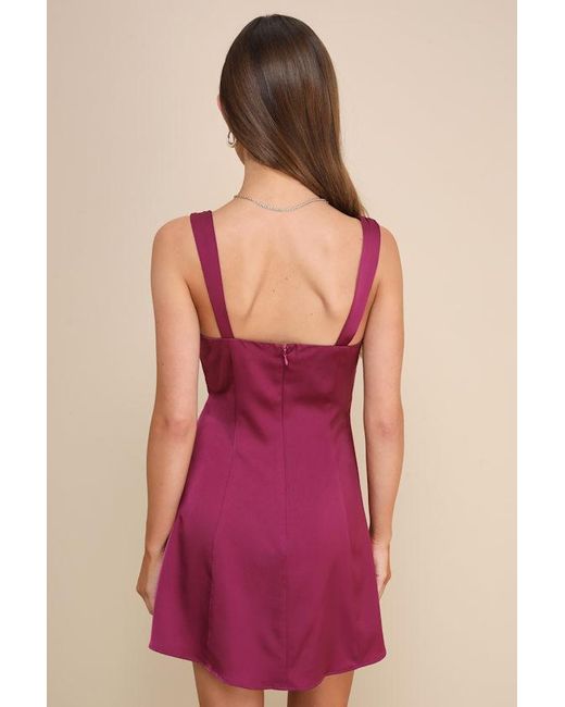 Lulus Pink Flirtatiously Gorgeous Satin Lace Bustier Mini Dress