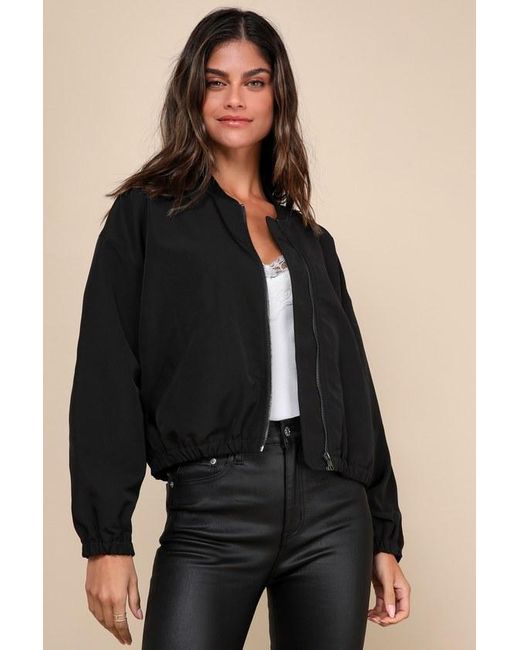 Lulus Black Cool Perfection Bomber Jacket
