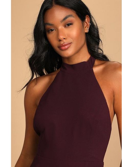 Lulus Blue Captured Your Heart Dark Halter Maxi Dress