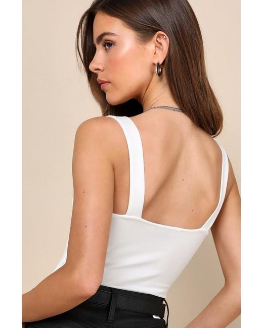 Lulus Basics White Symbolize Sleeveless Bodysuit