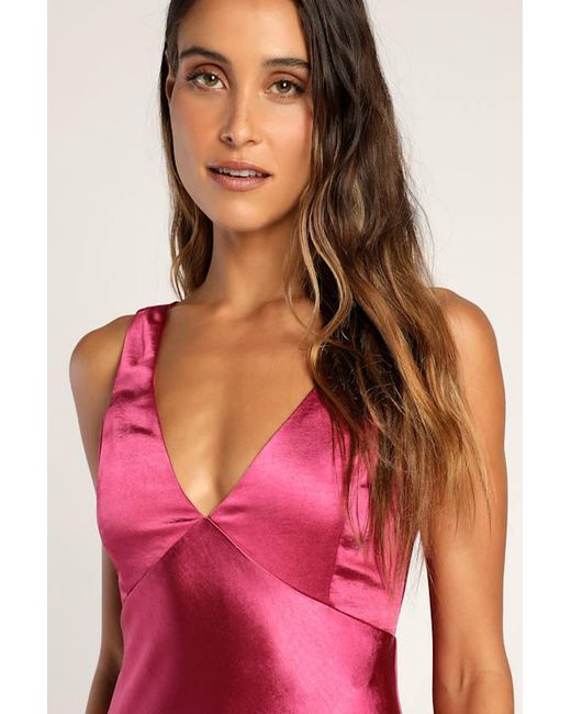 Lulus Incredible Love Satin Cowl Back Midi Slip Dress