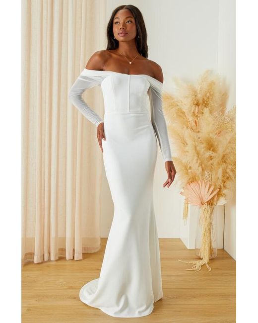 Lulus Natural Forever Remarkable Bustier Off-The-Shoulder Maxi Dress