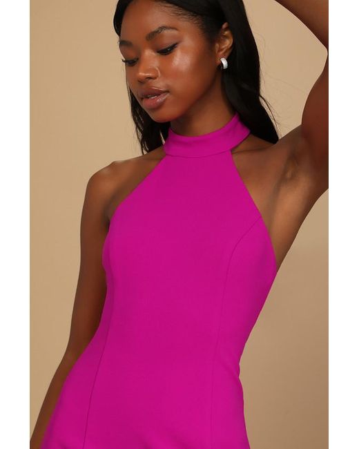 Lulus Pink Striking Style Halter Bodycon Mini Dress