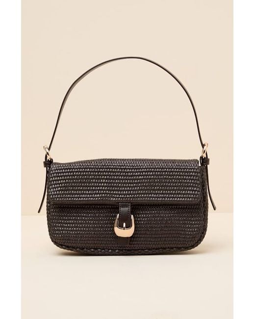 Lulus Brown Faleen Chocolate Woven Raffia Shoulder Bag
