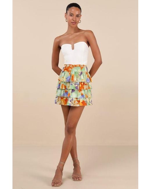Lulus Multicolor Halyna Multi Boho Print Tiered Mini Skirt