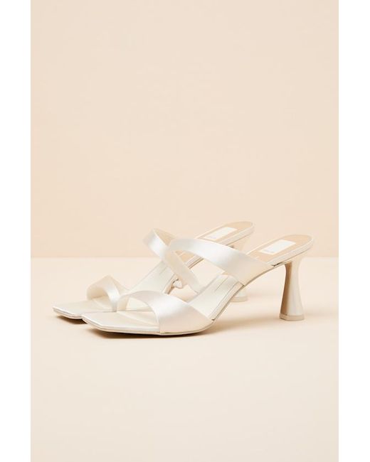 Dolce Vita Natural Icelyn Off Satin High Heel Slide Sandals