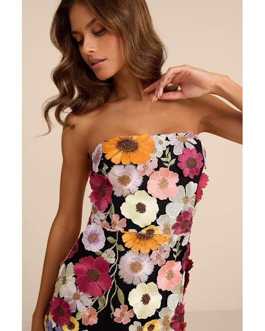 Lulus Black Rosario Multi 3D Floral Embroidered Maxi Dress
