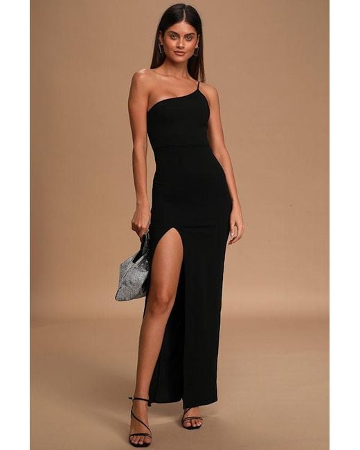 Lulus Black Keeper Of My Heart One-Shoulder Maxi Dress