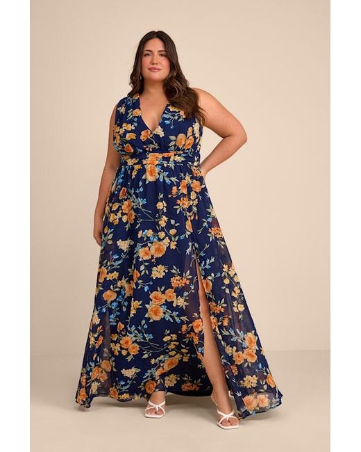 Lulus Blue Heavenly Hues Floral Maxi Dress