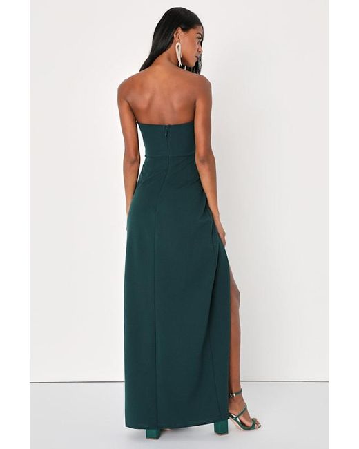 Lulus Blue Foxy Strapless Maxi Dress