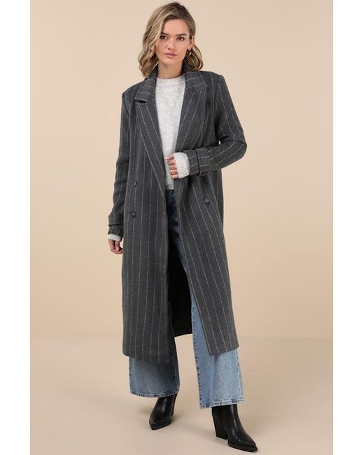 Steve Madden Blue Prince Pinstripe Double-Breasted Coat