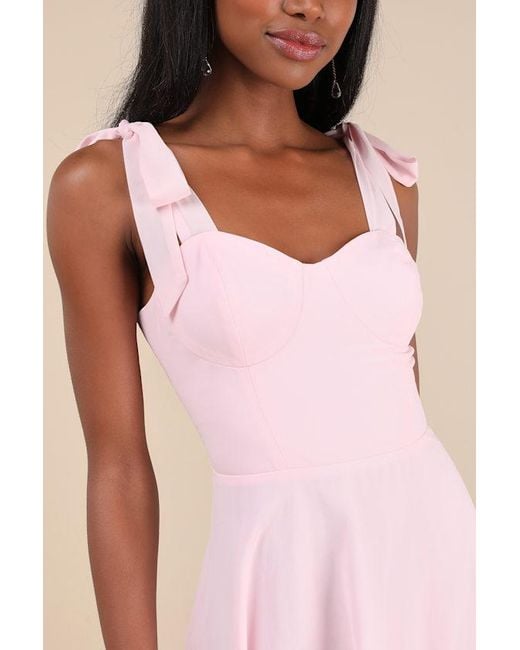 Lulus Pink Sophisticated Charisma Tie-Strap A-Line Midi Dress