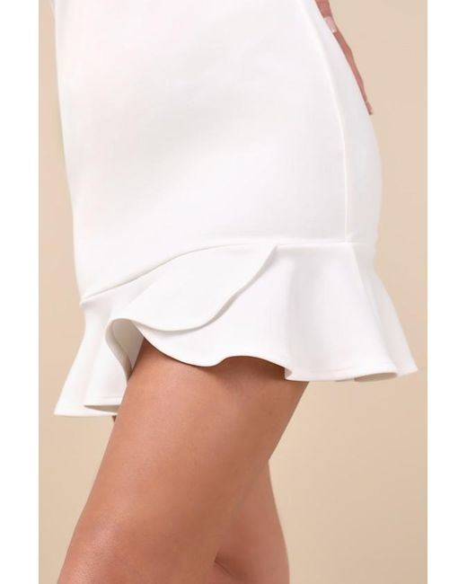 Lulus Natural Compelling Composure Sleeveless Ruffled Bodycon Mini Dress