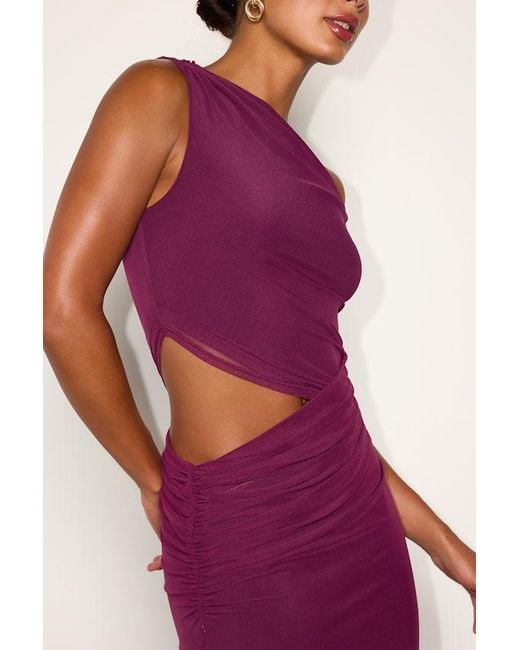Lulus Purple Seda Plum Mesh Cutout Midi Dress