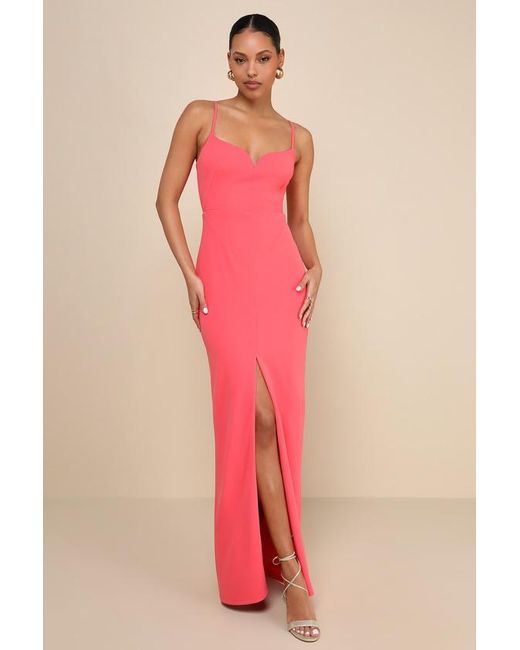 Lulus Pink Impressive Glamour Sleeveless Column Maxi Dress