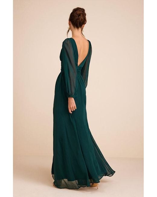 Lulus Green Enchant My Love V-Neck Long Sleeve Maxi Dress