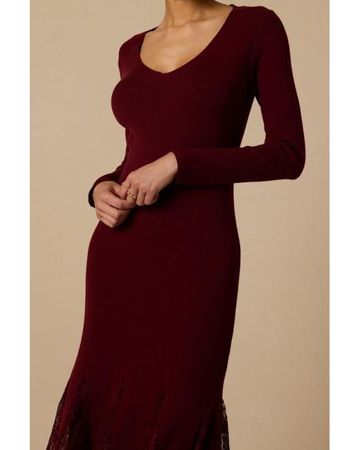 Lulus Red Hollins Lace Sweater Dress