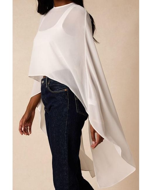 Lulus Blue Levana Cape Sleeve Top