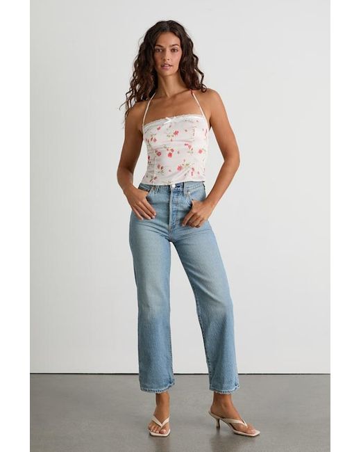 Lulus White Demi Floral Satin Halter Cami Top