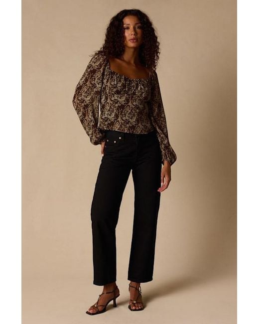Lulus Brown Yara Multi Paisley Long Sleeve Top