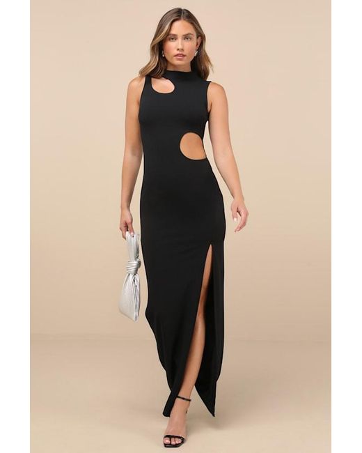 Lulus Black Sindra Cutout Column Maxi Dress