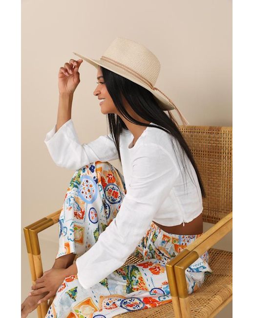 Lulus White Sun Type Of Wonderful Natural Shimmery Straw Fedora Hat