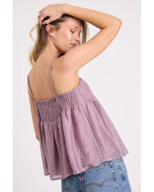 Lulus Purple Lecky Pleated Babydoll Tank Top