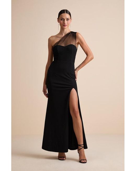 Lulus Black Brayla One-Shoulder Mermaid Maxi Dress