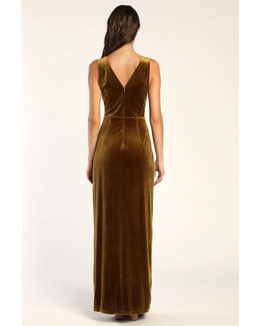 strapless open back dress Sequin Velvet Bardot Evening Maxi Dress - Olive Green main image 1