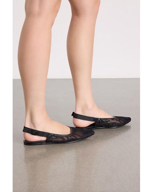 Lulus Natural Brianna Lace Pointed-Toe Slingback Flats