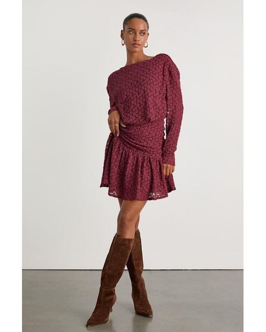 Lulus Zallie Textured Knit Ruched Long Sleeve Mini Dress