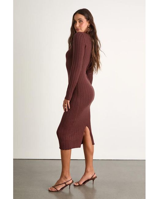 Lulus Red The Best Yet Ribbed Bodycon Sweater Dress